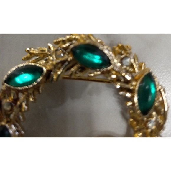 Beautiful Gold Toned Vintage Tancer Ii Christmas Wreath Brooch - Picture 3 of 5